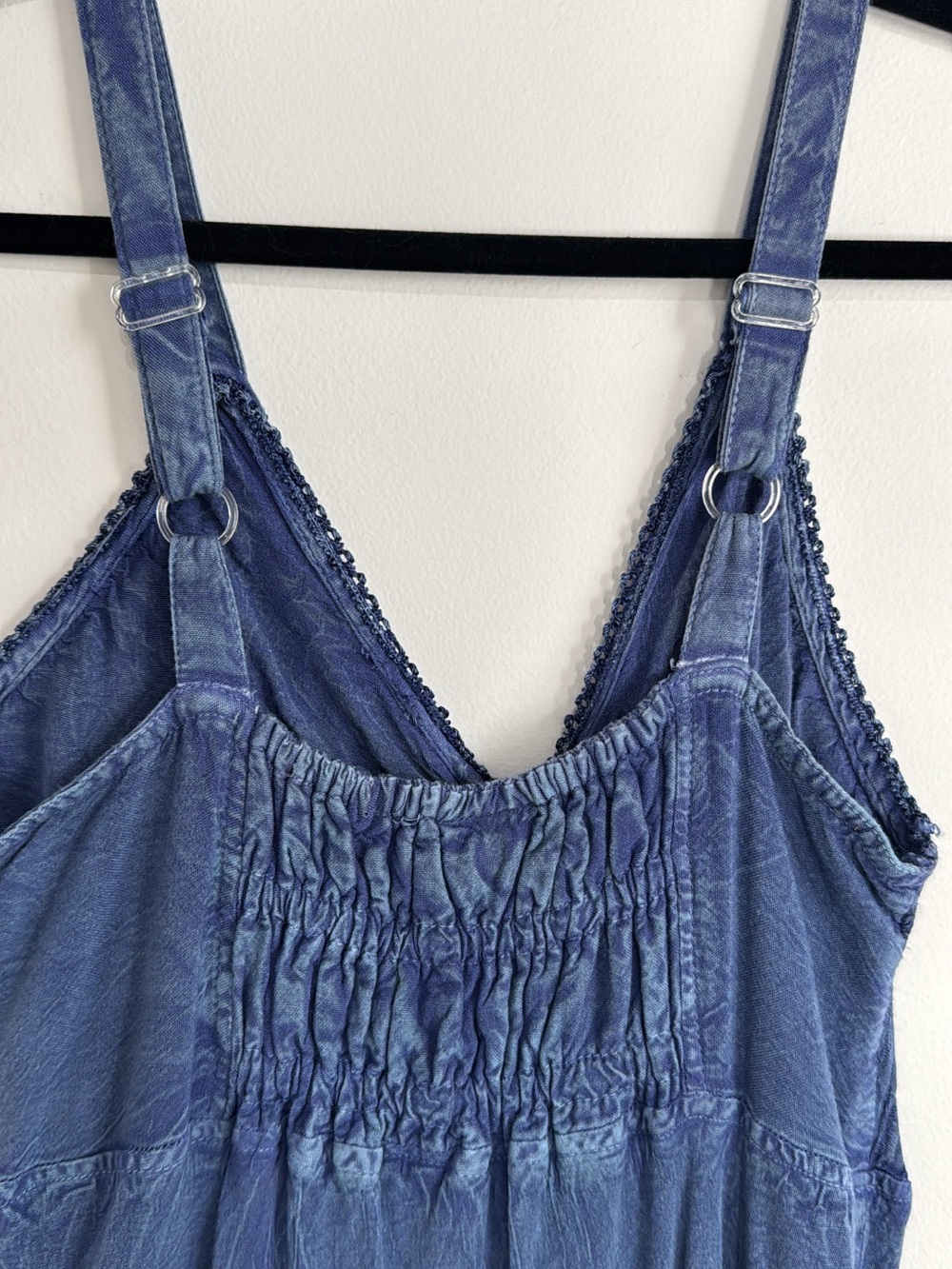 Boho Washed Blue Midi Dress flowy with embroidery - Picture 9 of 11